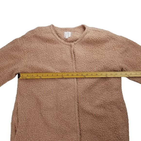 LC Lauren Conrad Sherpa Teddy Snap Jacket Women M Blush Pink Fully Lined Pockets - Picture 15 of 16